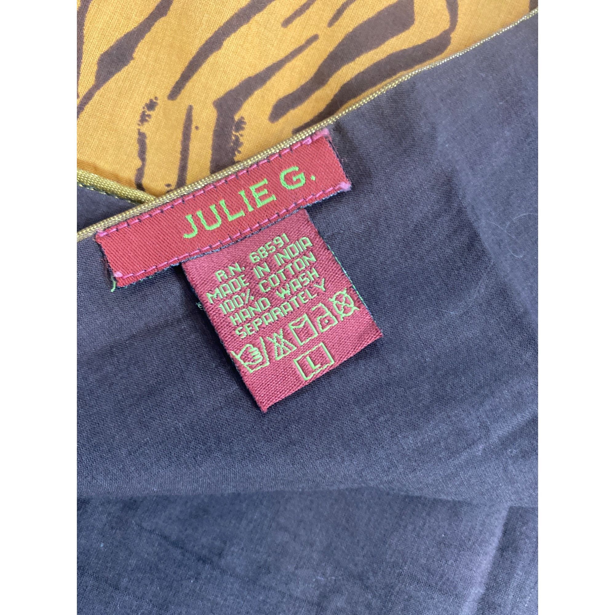Vintage JULIE G. WOMEN'S JUNGLE BOHEMIAN PLEATED FULL SKIRT SZ L Size 30" / US 8 / IT 44 - 4 Thumbnail