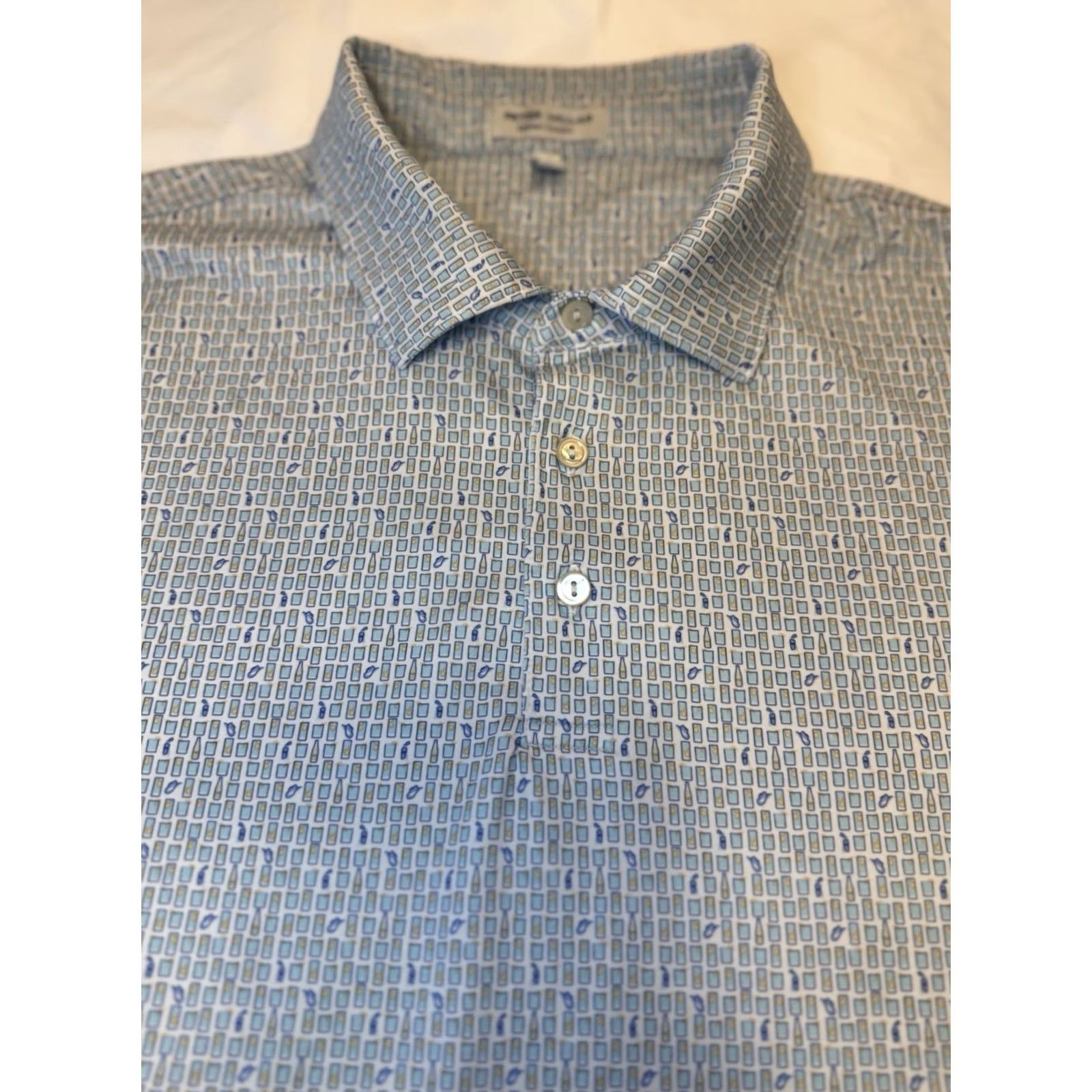 Peter Millar Peter Millar Summer Comfort Polo Golf Mens XL Blue Alcohol Drinks Cocktails AOP Size US XL / EU 56 / 4 - 4 Thumbnail