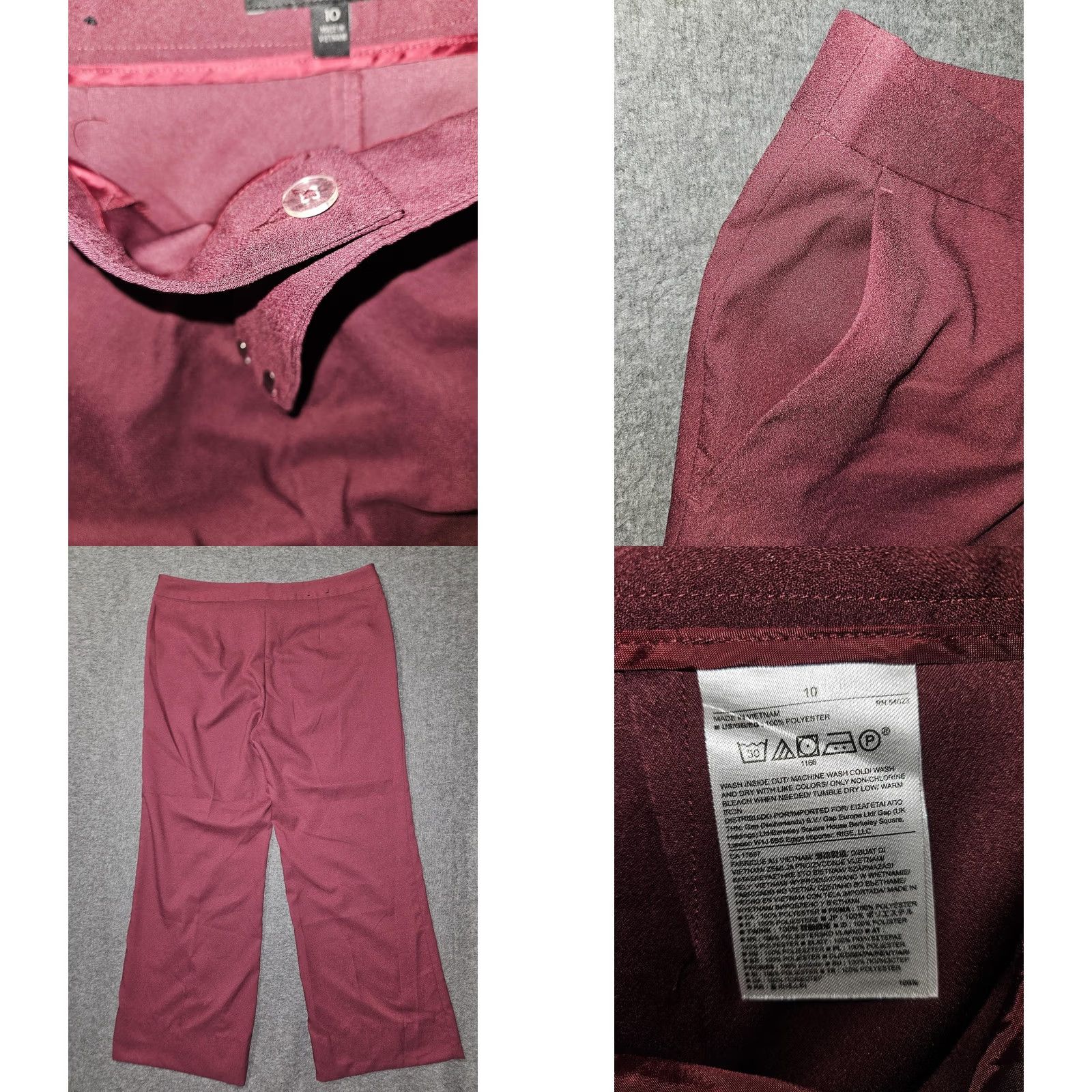 Banana Republic VINTAGE Banana Republic Pants Womens 10 Burgundy Wide Leg Dress Trousers Hook Bar Work Size 32" / US 10 / IT 46 - 8 Thumbnail
