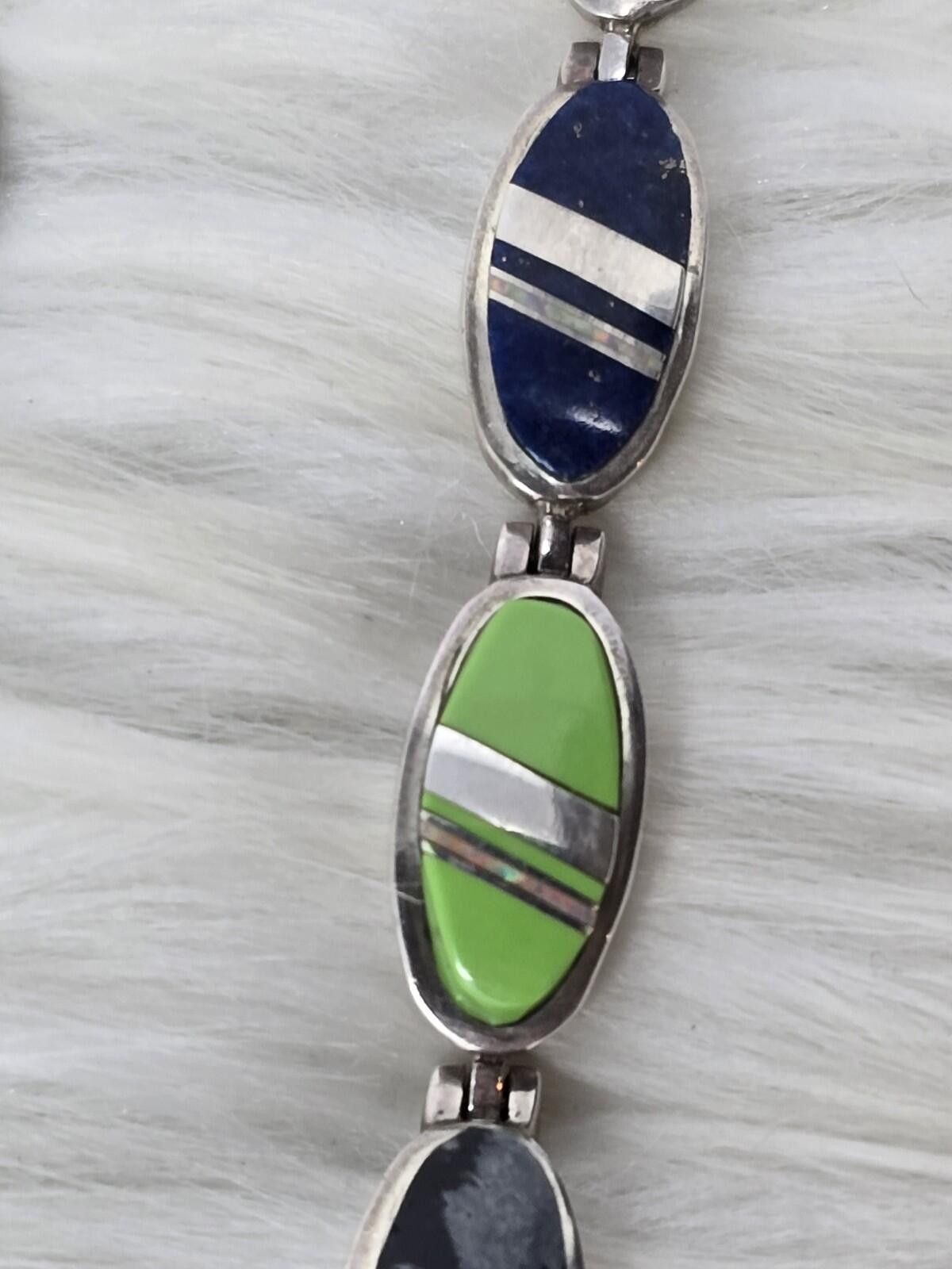 Other Calvin Begay Navajo Multi Stone Inlay Sterling Bracelet Size ONE SIZE - 9 Thumbnail