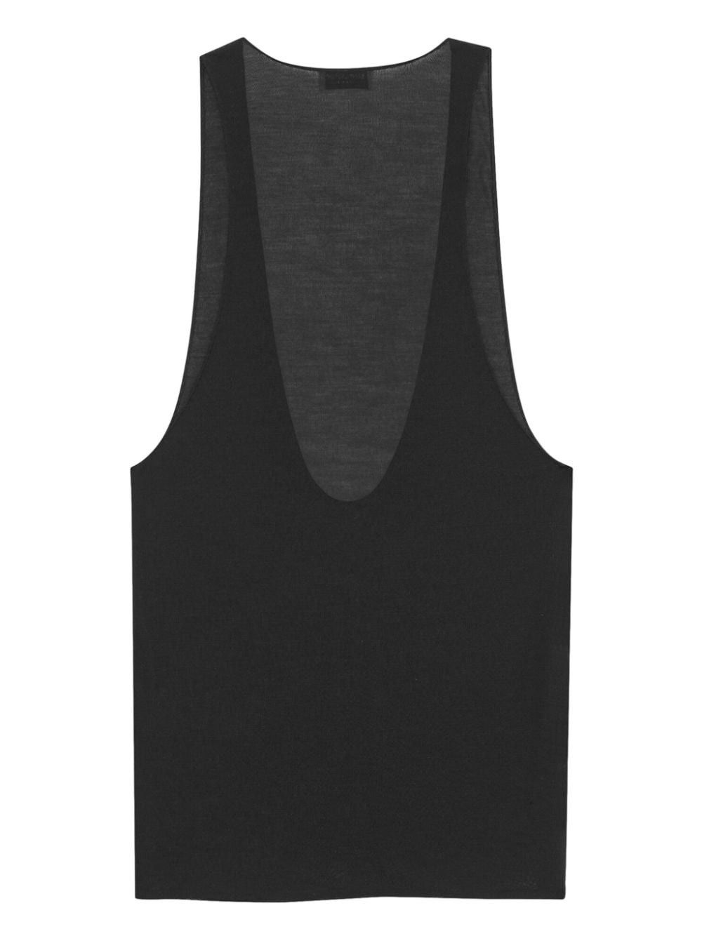 Saint Laurent Paris o1tr1nto0325 761463 Cassandre Tank Top in Silk Jersey Black Size S / US 4 / IT 40 - 2 Thumbnail