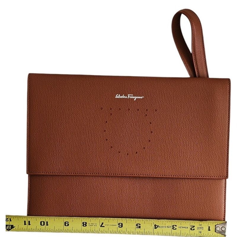 Salvatore Ferragamo Salvatore Ferragamo Brown Pebbled Leather Clutch Bag Size ONE SIZE - 9 Thumbnail