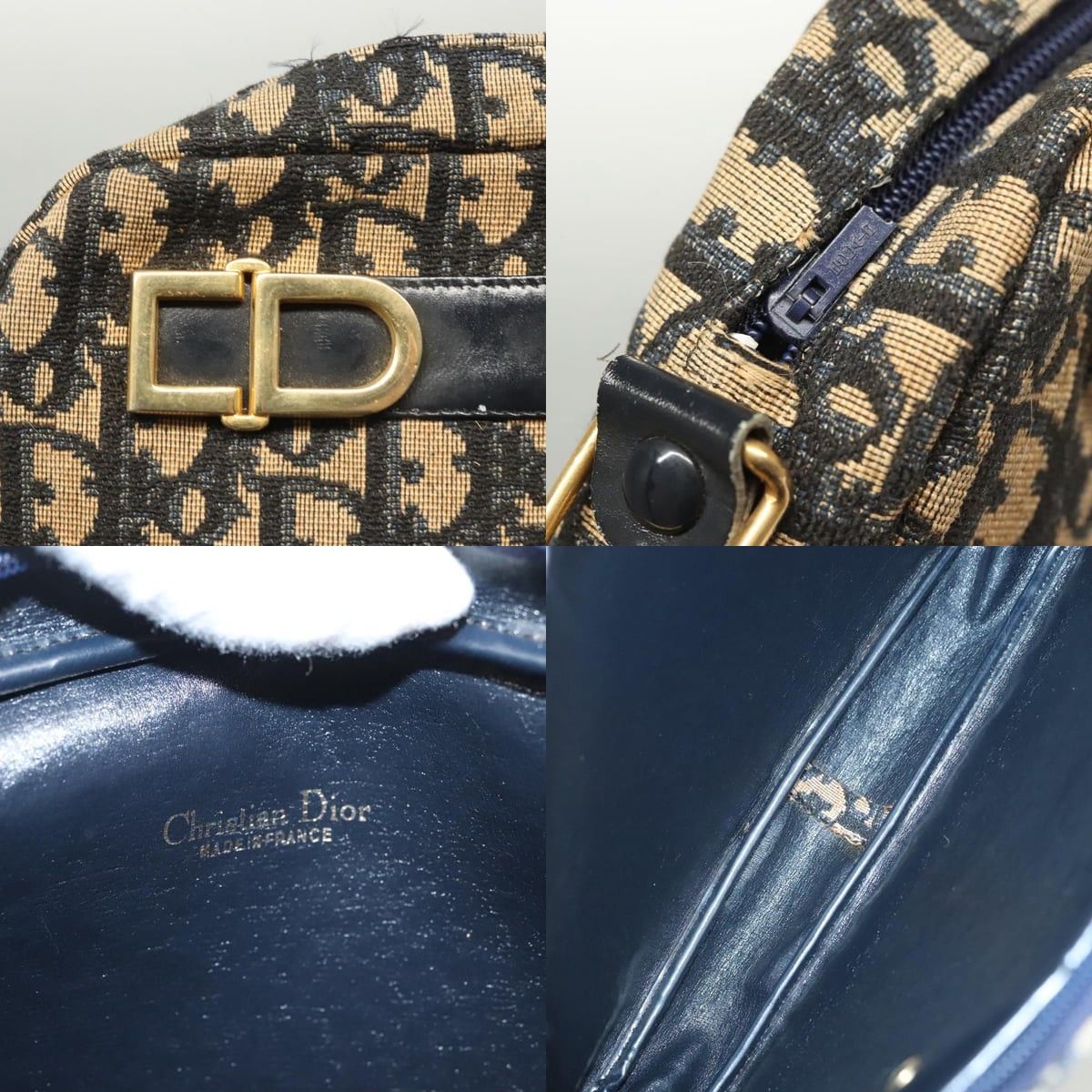 Dior DIOR Trotter Canvas Shoulder Bag Navy Gold Size ONE SIZE - 11 Thumbnail