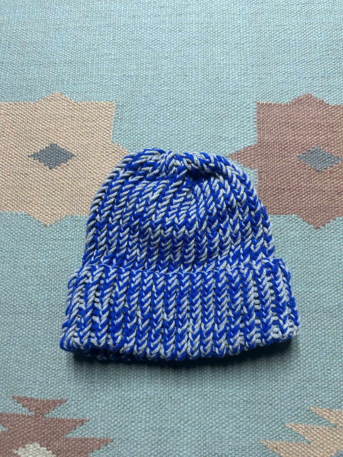 Vintage Hand knit crochet beanie winter hat Detroit lions one size Size ONE SIZE - 3 Thumbnail