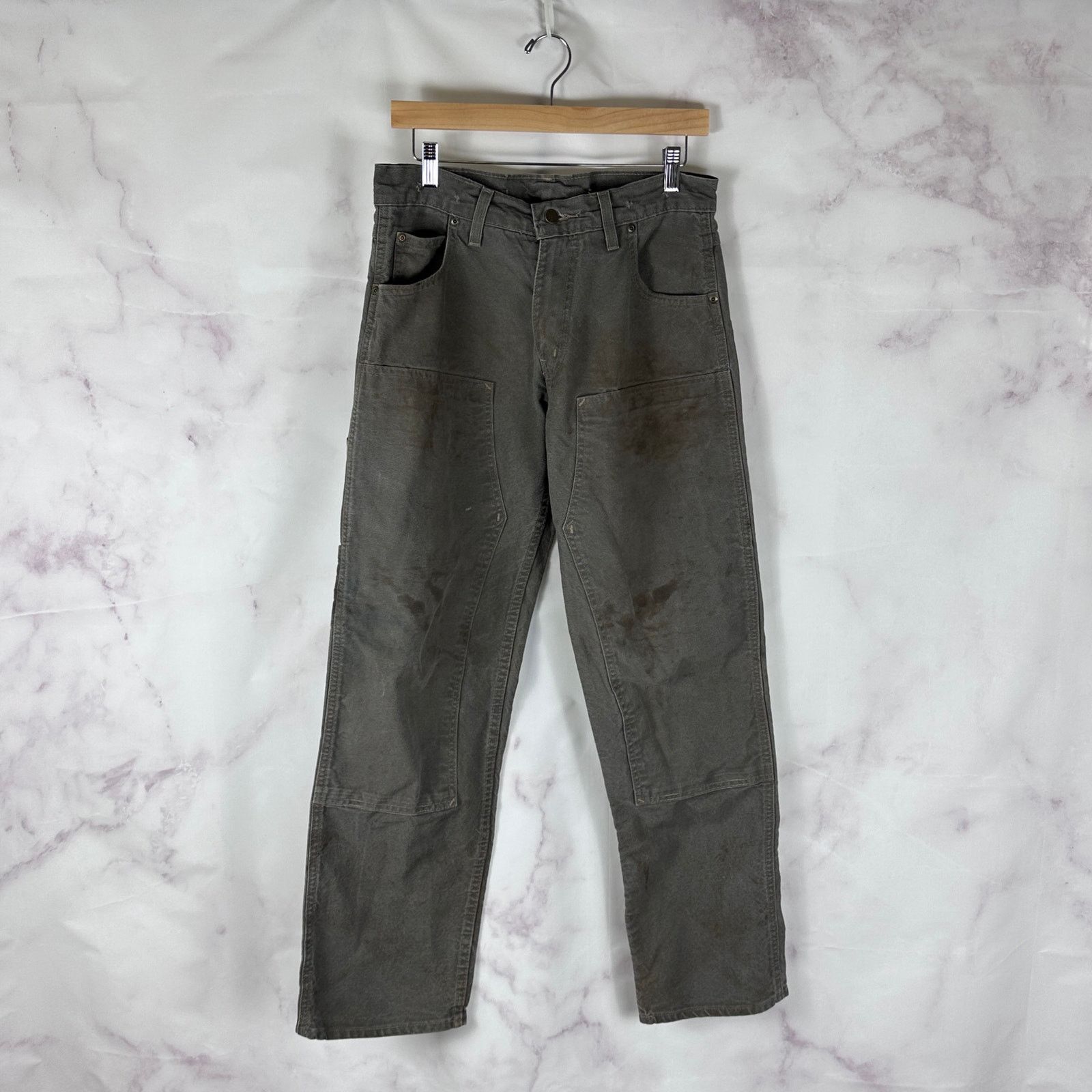 Vintage Prison Blue Grey Double Knee Work Pants Size US 31 - 1 Thumbnail