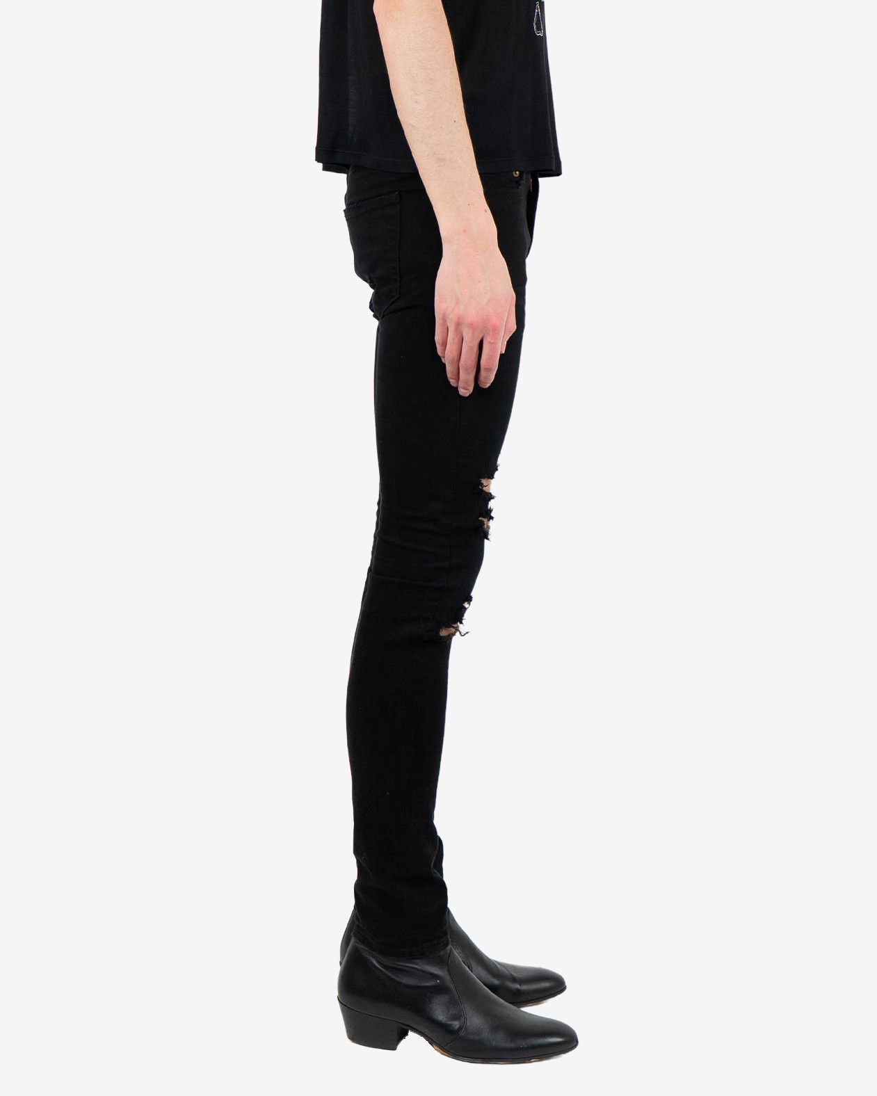Saint Laurent Paris Black Ripped Skinny Denim Size US 29 - 7 Thumbnail