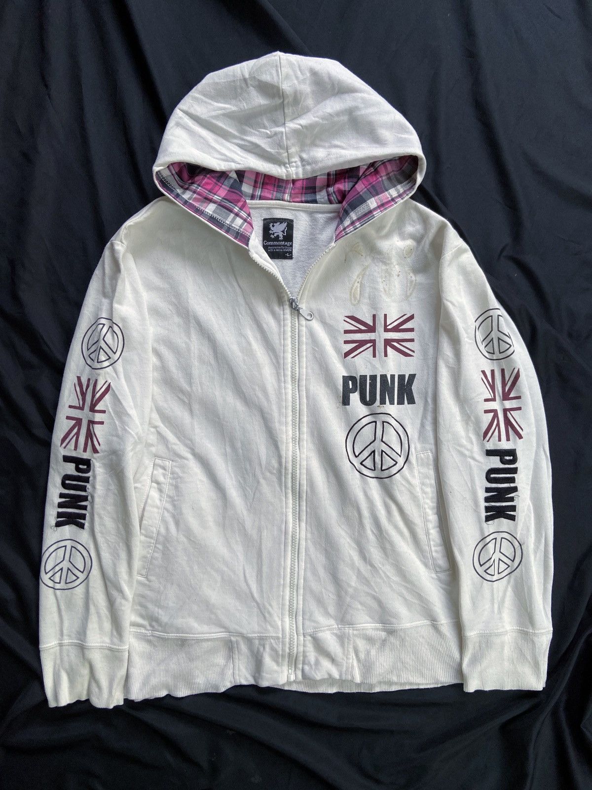 COMMONTAGE PUNK 76 TRASHED ZIP HOODIE