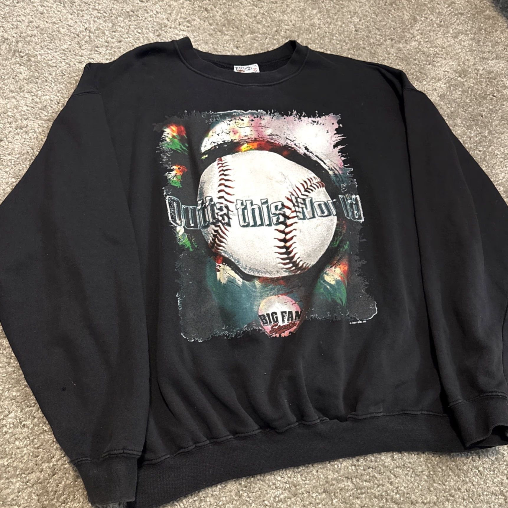 Vintage VINTAGE 1997 Baseball Outta This World Big Fan Sports Black Crewneck Sweatshirt XL Mens Pullover Sweatshirt Size US XL / EU 56 / 4 - 3 Thumbnail