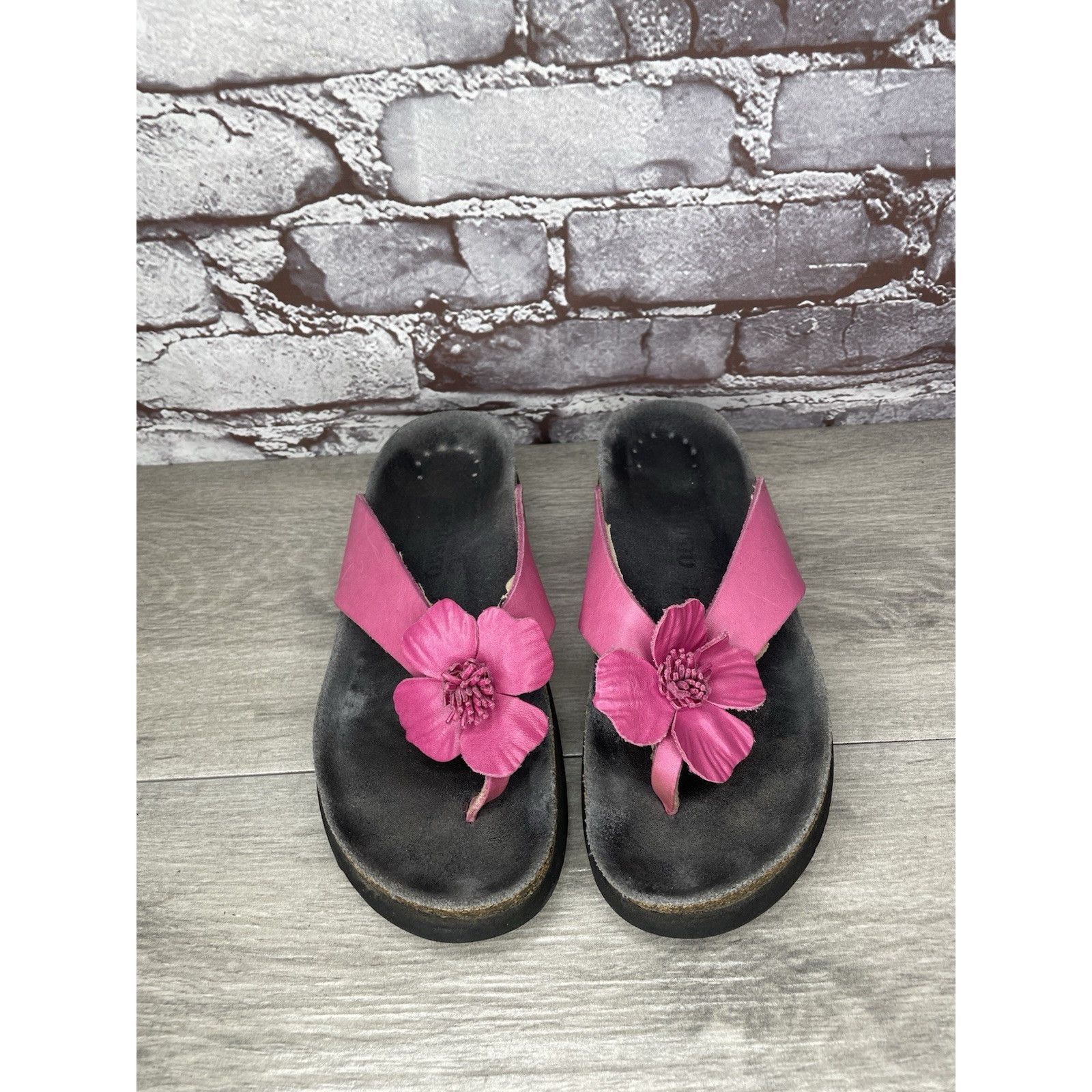 Mephisto Mephisto Violette Pink Leather Rose Flower Thong Cork Sandal Size US 6.5 / IT 36.5 - 3 Thumbnail