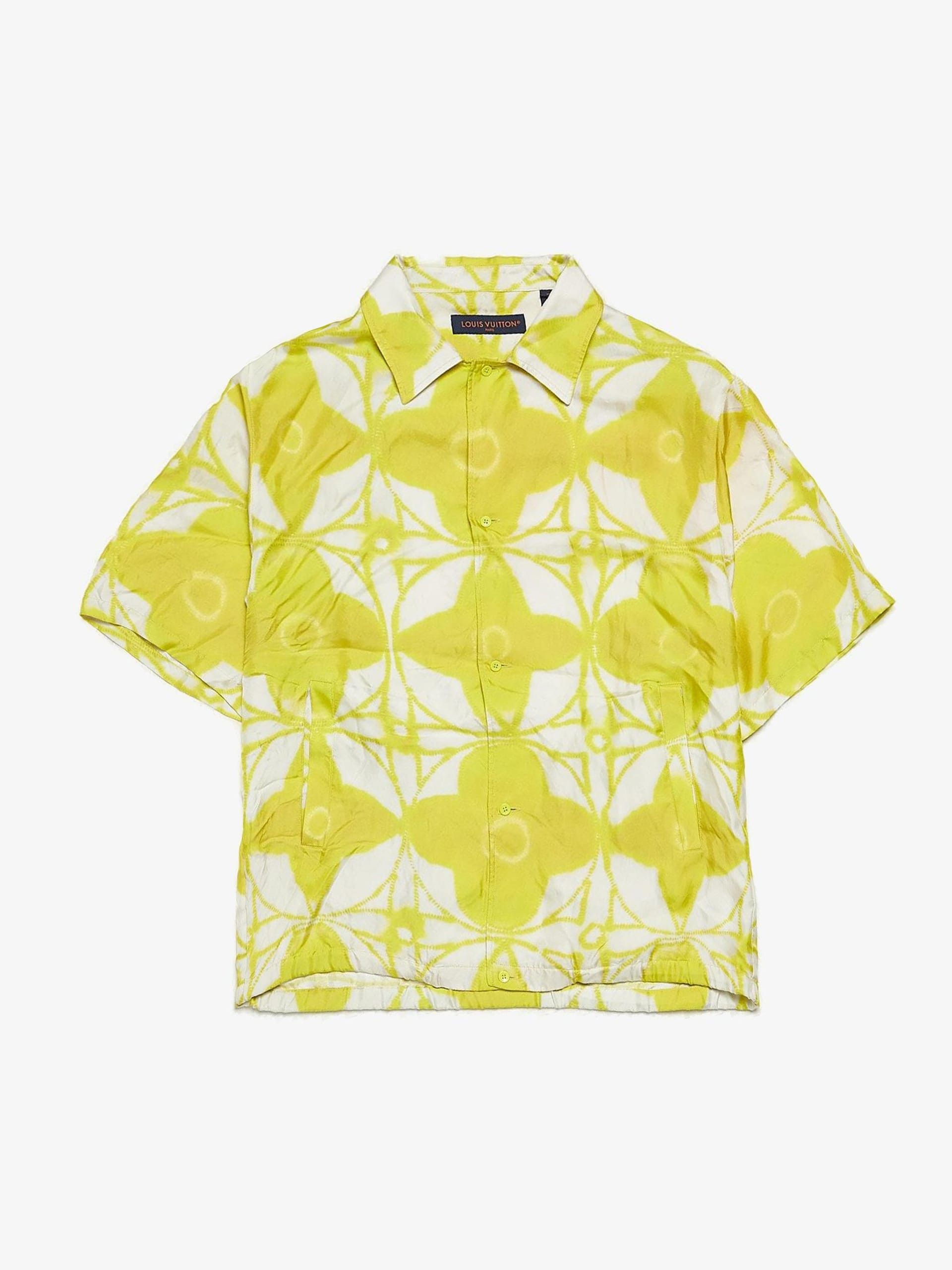 Louis Vuitton Neon Yellow Logo Printed Silk Shirt Size US XL / EU 56 / 4 - 1 Thumbnail