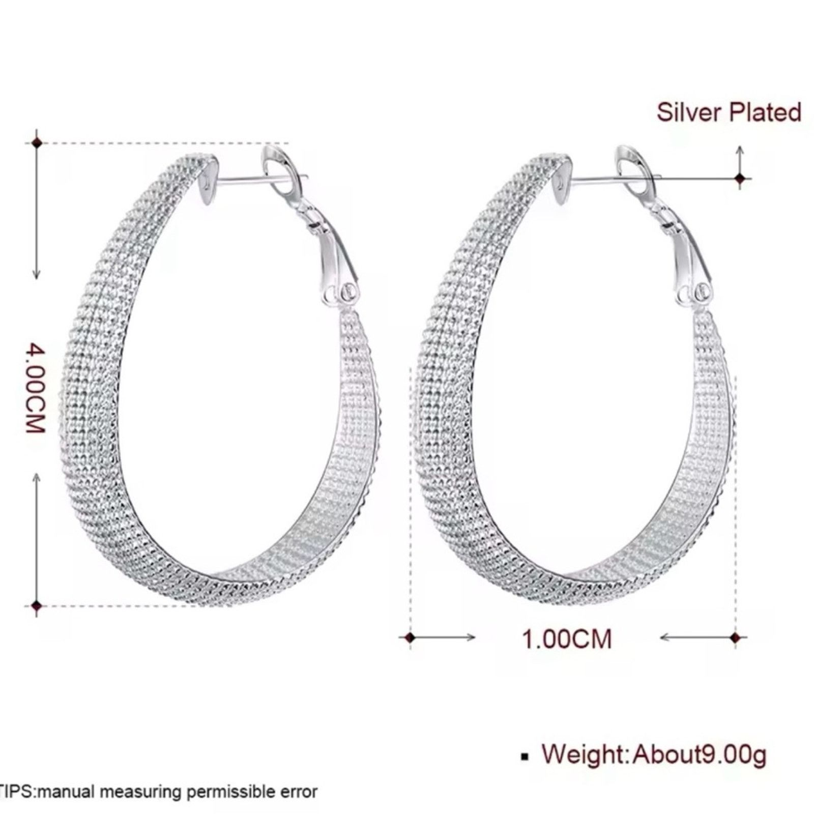 Other Silver plated Wide Hoop Earring Size ONE SIZE - 3 Thumbnail