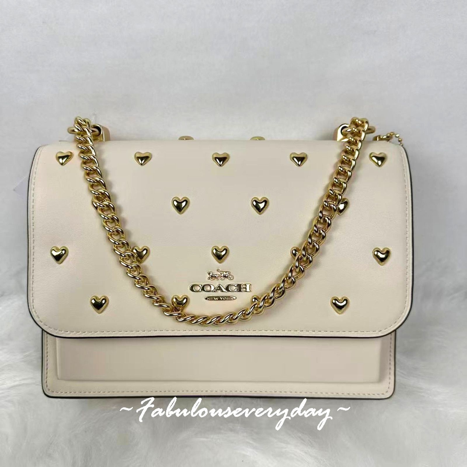 Coach Coach Klare Crossbody Bag Heart Rivets In Leather/Gold/Chalk Size ONE SIZE - 1 Thumbnail