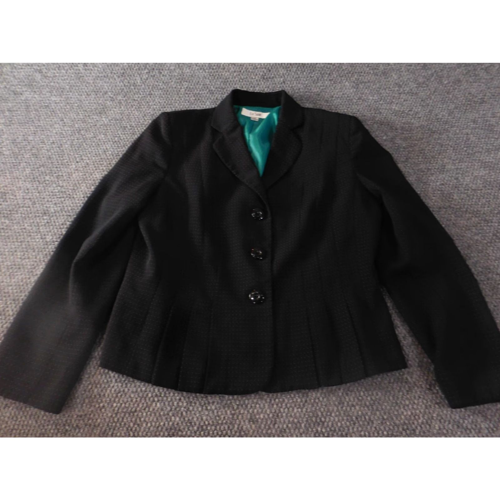 Vintage Le Suit Blazer Jacket 12 Black Button Long Sleeve Polyester Women Regular Mature Basic Designer Fall Winter Size XL / US 12-14 / IT 48-50 - 2 Thumbnail