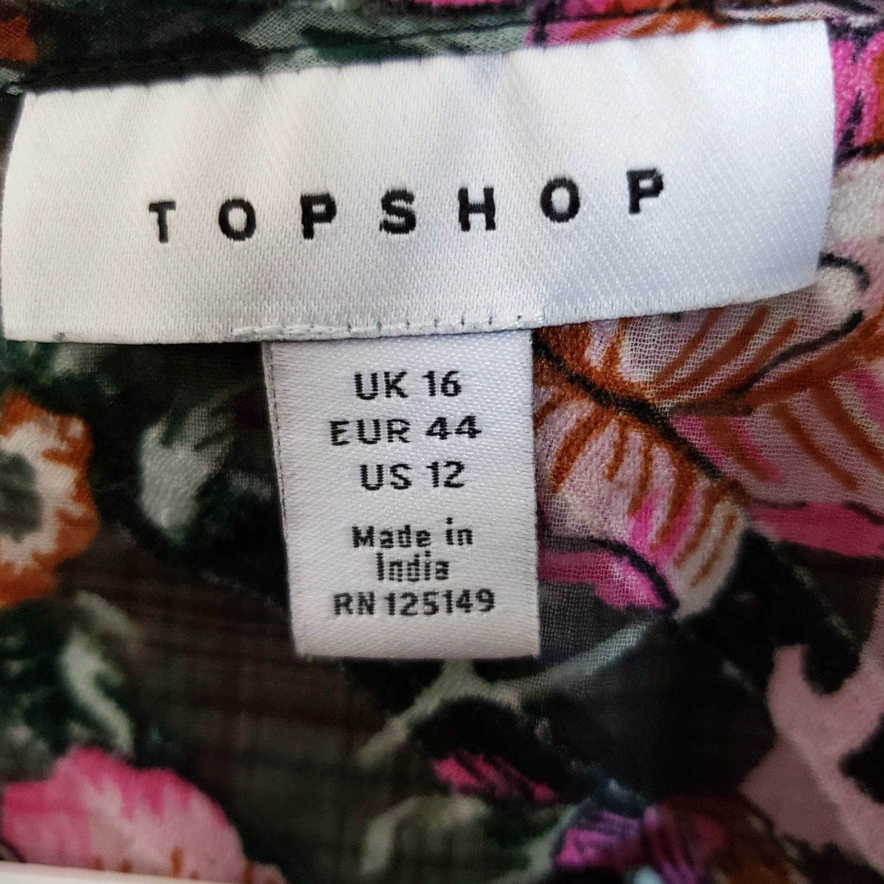 Topshop Topshop Womens Blouse Size 12 Pink Green Floral Ruffle Sheer Long Sleeve Shirt Womens Size XL / US 12-14 / IT 48-50 - 5 Thumbnail