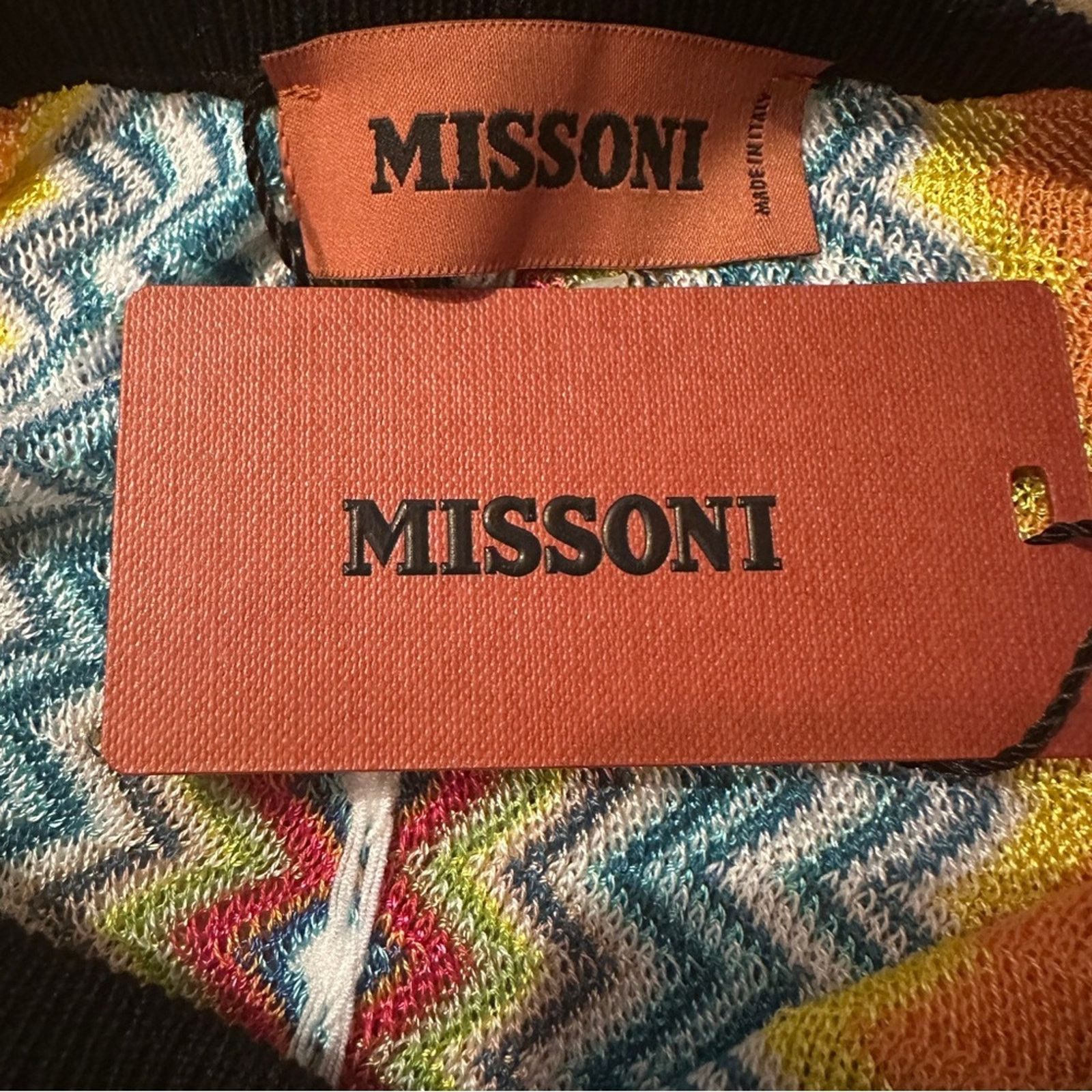 Missoni Multicolor Rainbow Chevron Fringe Pullover Poncho