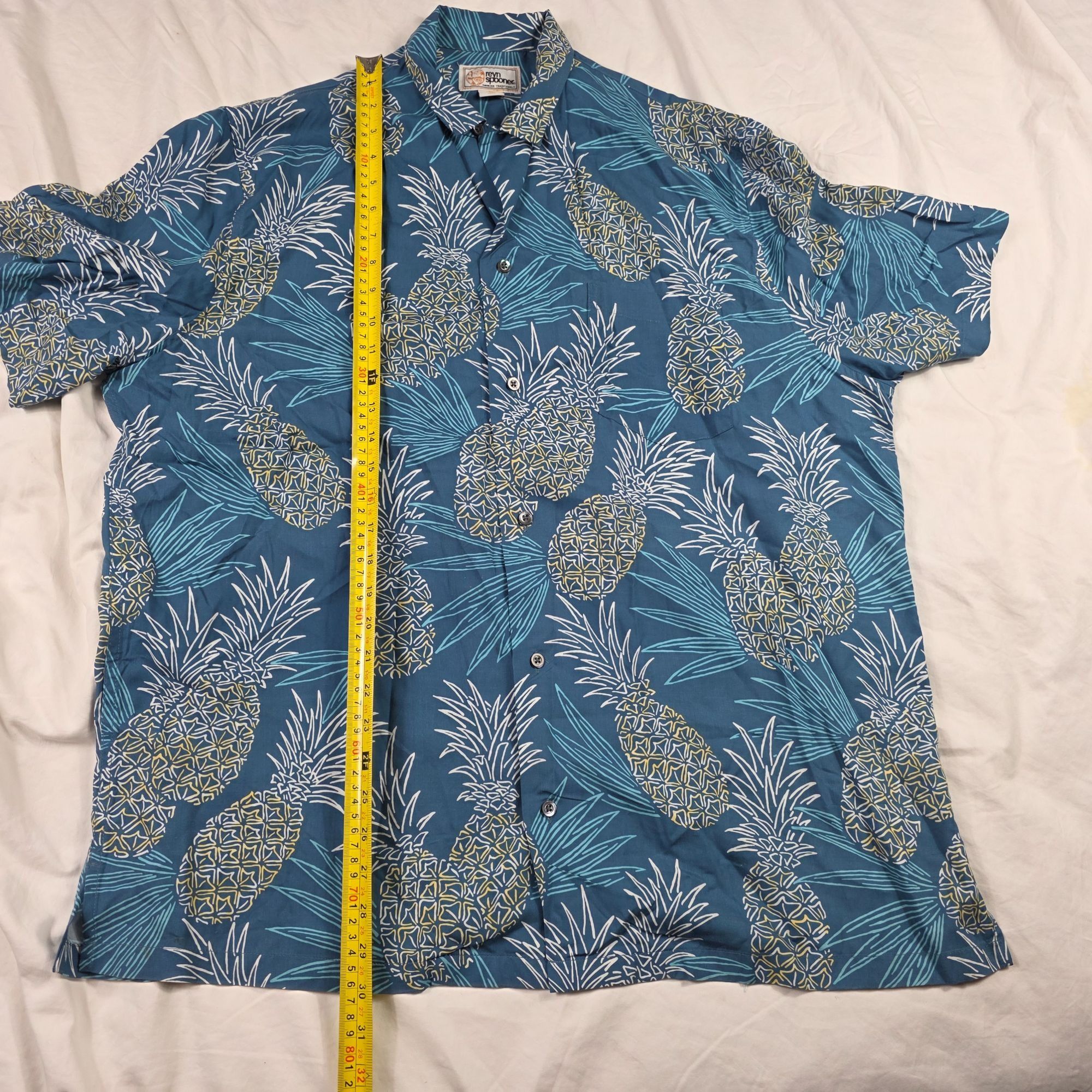 Reyn Spooner Reyn Spooner Hawaiian Gold Camp Mens Size XL Blue Pineapple Size US XL / EU 56 / 4 - 7 Thumbnail