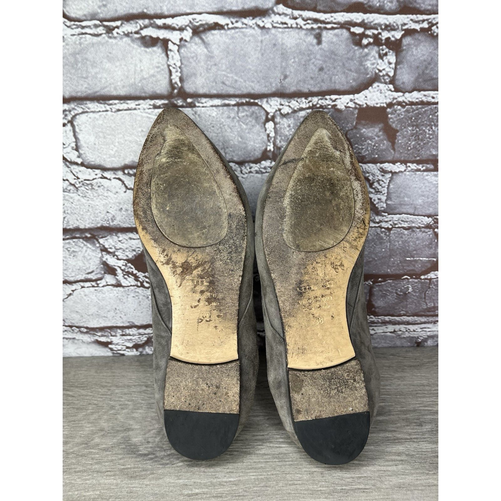 gomme Pomme D’or Gray Suede Leather Pointed Toe Ballet Flats Women Size US 7.5 / IT 37.5 - 7 Thumbnail