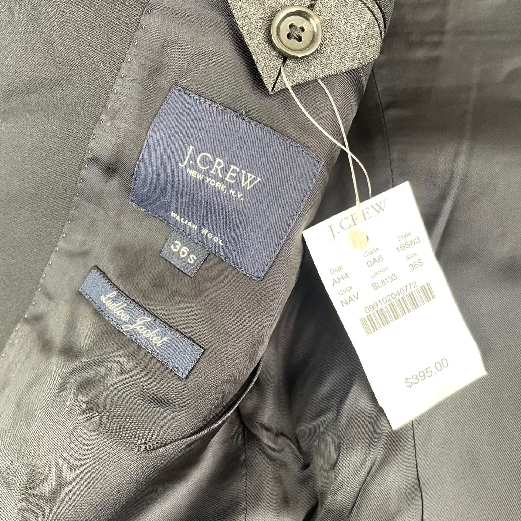 J.Crew J.CREW 36S Navy Blue Loro Piana Italian Wool Blazer Mens Suit Jacket, Sports Coat, Business, Formal, Style - 95 Size 36R - 3 Thumbnail