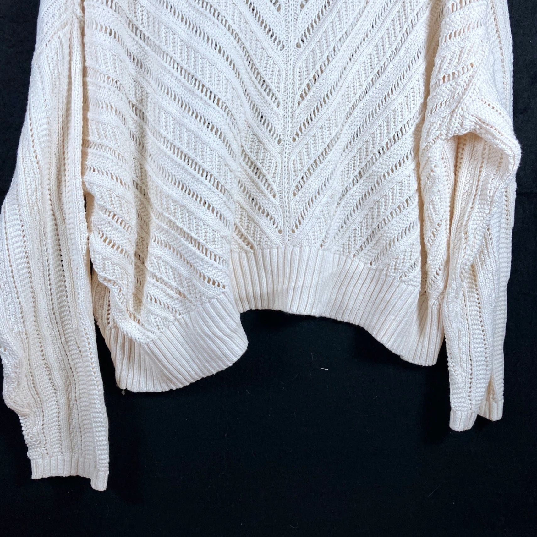 Old Navy Old Navy Sweater Women's Cream Cropped Crew Neck Open Knit Cotton XL Size XL / US 12-14 / IT 48-50 - 3 Thumbnail