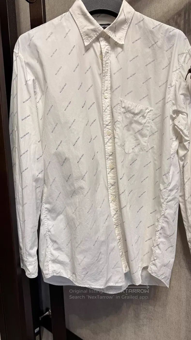 Balenciaga Balenciaga size 39 White Full Print Logo Shirt Size US XS / EU 42 / 0 - 1 Thumbnail
