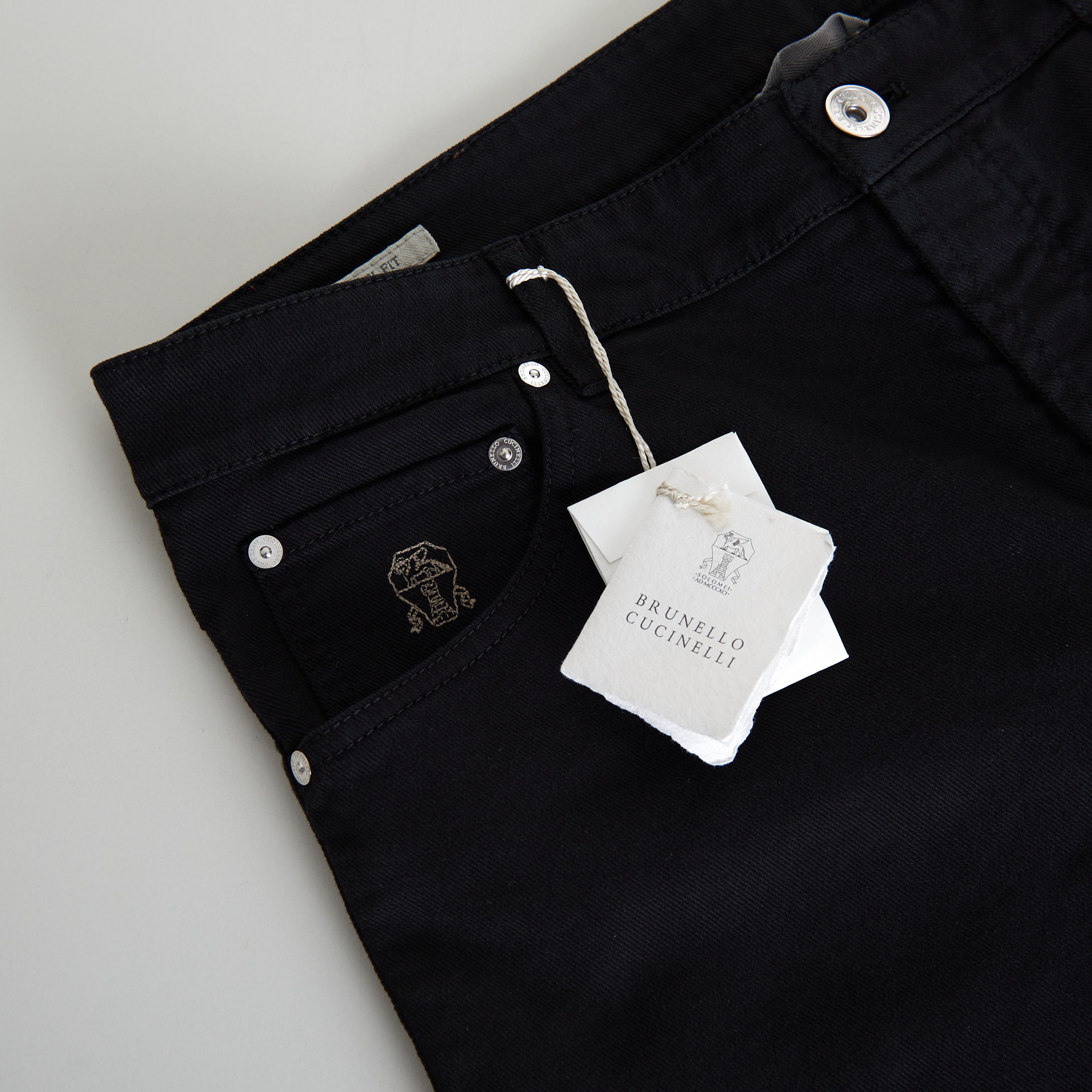 Brunello Cucinelli Black Stretch Denim Trousers - Slim Fit, Five-Pocket Size US 42 / EU 58 - 8 Thumbnail