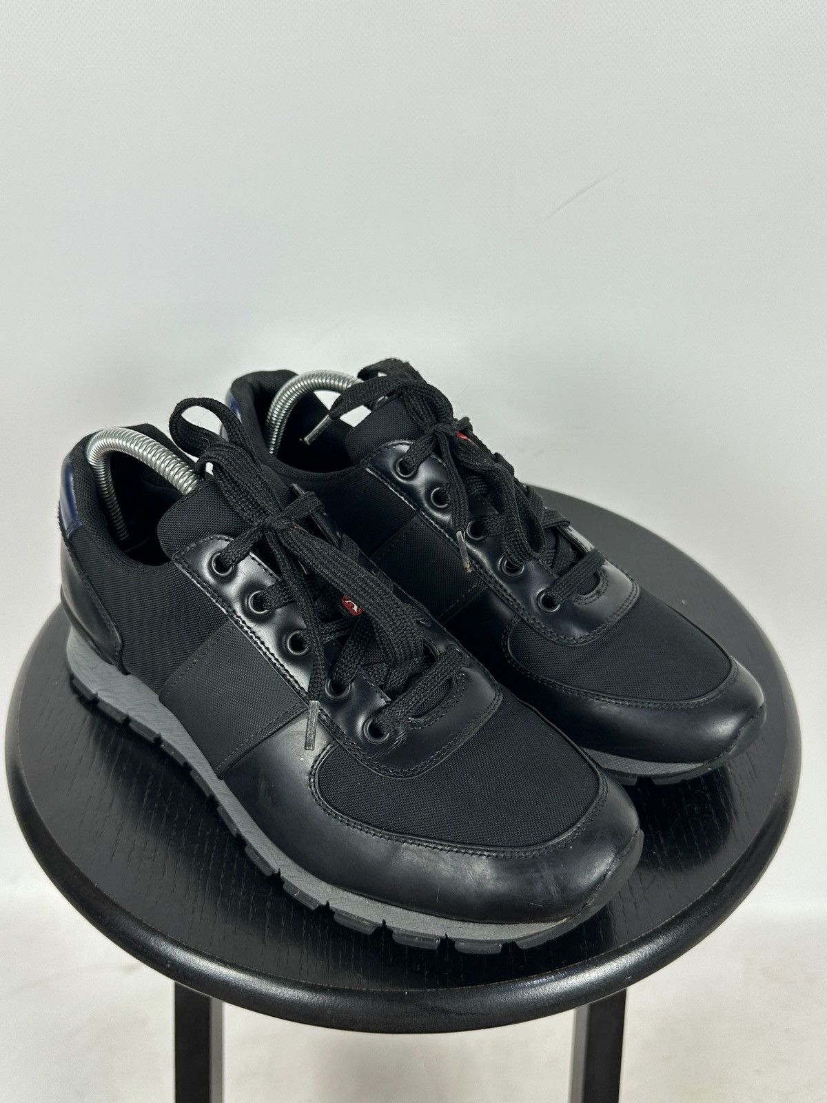 Prada Prada Matchrace Black Leather Sneakers Size US 7 / EU 40 - 7 Thumbnail