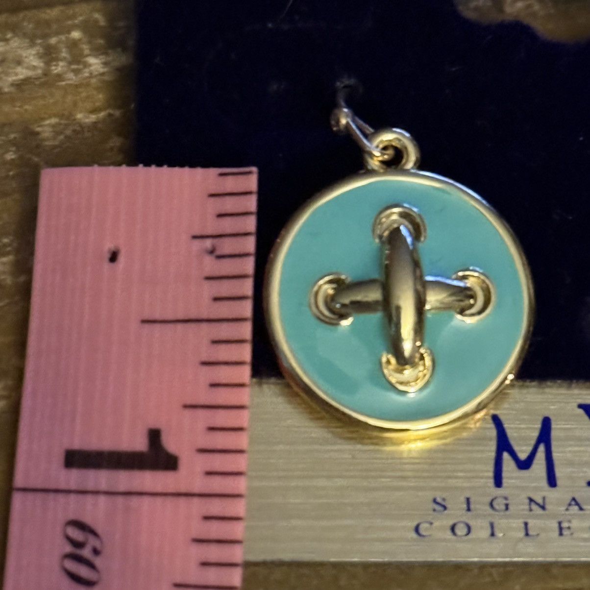 Other Gold tone turquoise enamel round button dangle earrings Size ONE SIZE - 3 Thumbnail