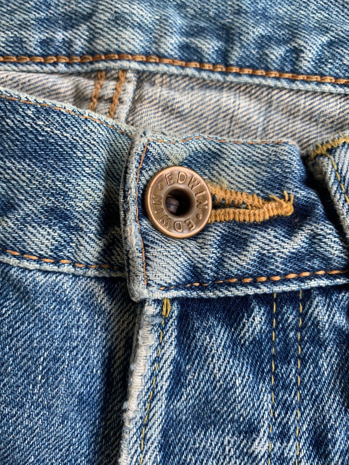 Edwin × Kapital × Vintage VINTAGE EDWIN SELVEDGE 505X BUTTON FLY DISTRESSED DENIM Size US 30 / EU 46 - 11 Thumbnail