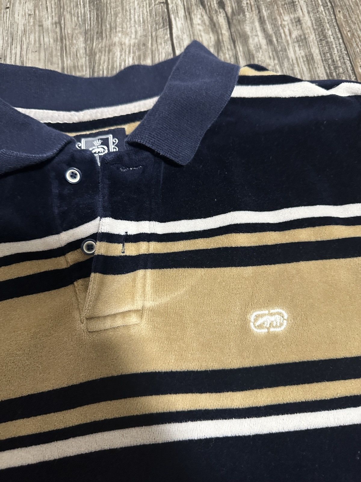 Ecko Unltd. Vintage Y2K Ecko Unltd. Velour Striped Polo Size US XL / EU 56 / 4 - 3 Thumbnail