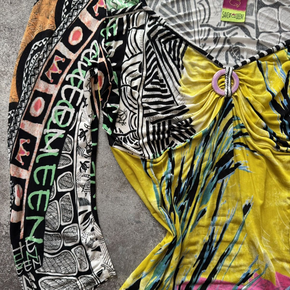 20471120 Save the Queen Y2K Crazy Multicolour Mesh Blouse Size L / US 10 / IT 46 - 5 Thumbnail