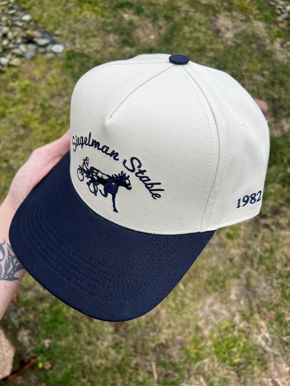 Siegelman Stable Cream Blue Snapback Hat