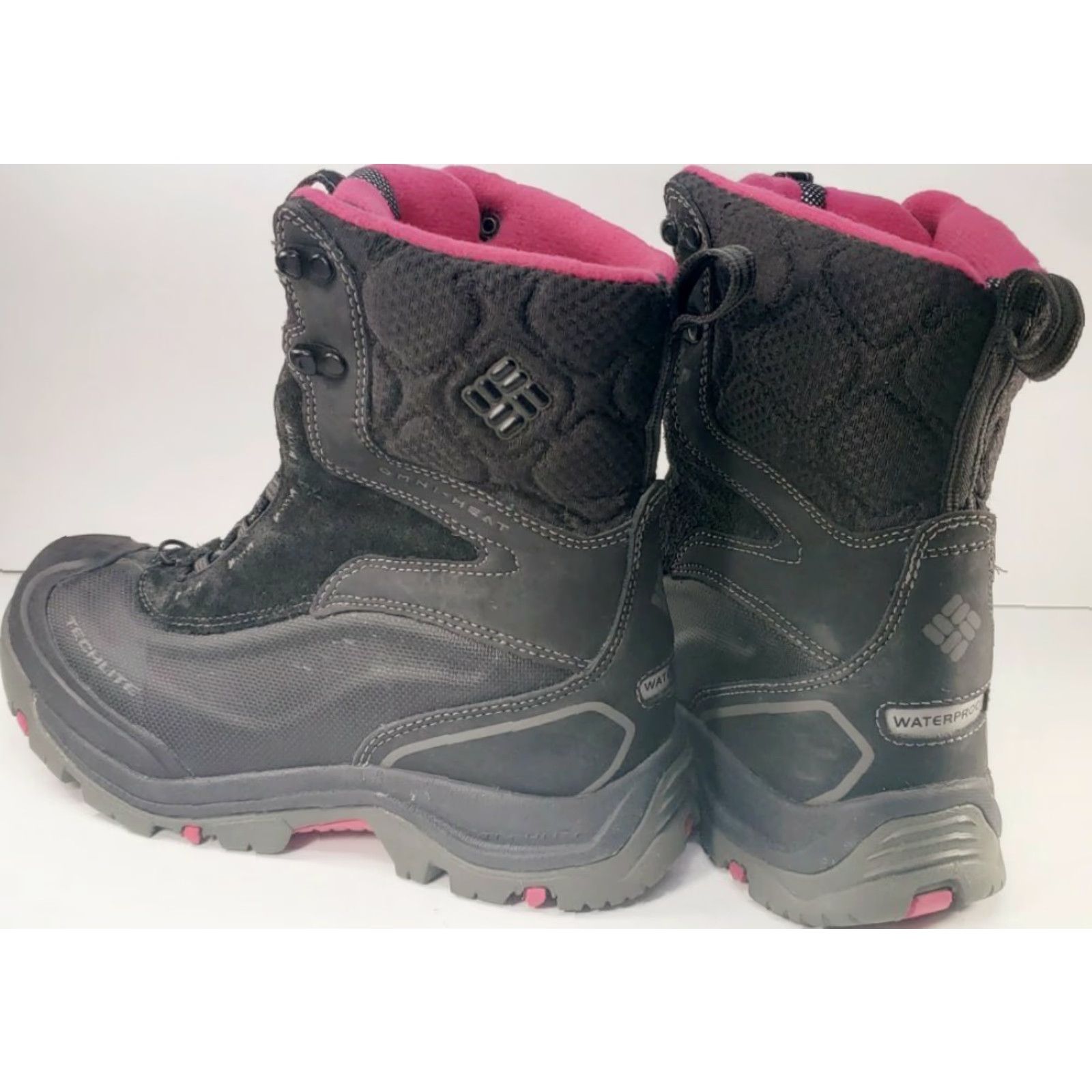 Vintage Columbia Bugaboot Plus Omni Heat Boots Women 7M Black Pink Snow Boot Winter Waterproof 200 Gram BL 1490-010 Size US 6 / IT 36 - 5 Thumbnail