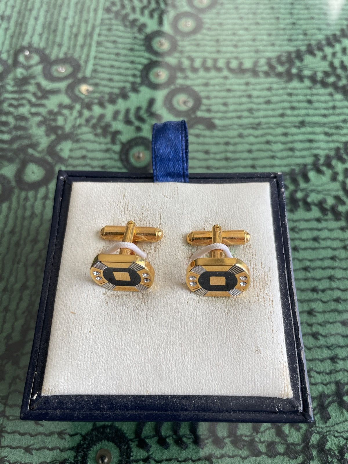 Stafford Black and Gold Tone w/ rhinestones cuff links nwb 30.00 Size ONE SIZE - 2 Thumbnail