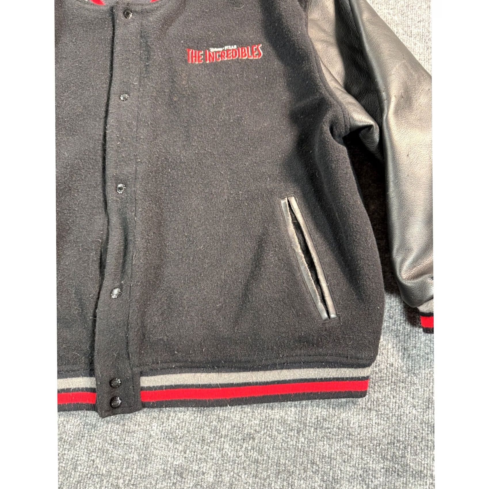 Disney VINTAGE The Incredibles Disney Pixar varsity jacket Mens XL Black Leather Wool Size US XL / EU 56 / 4 - 6 Thumbnail