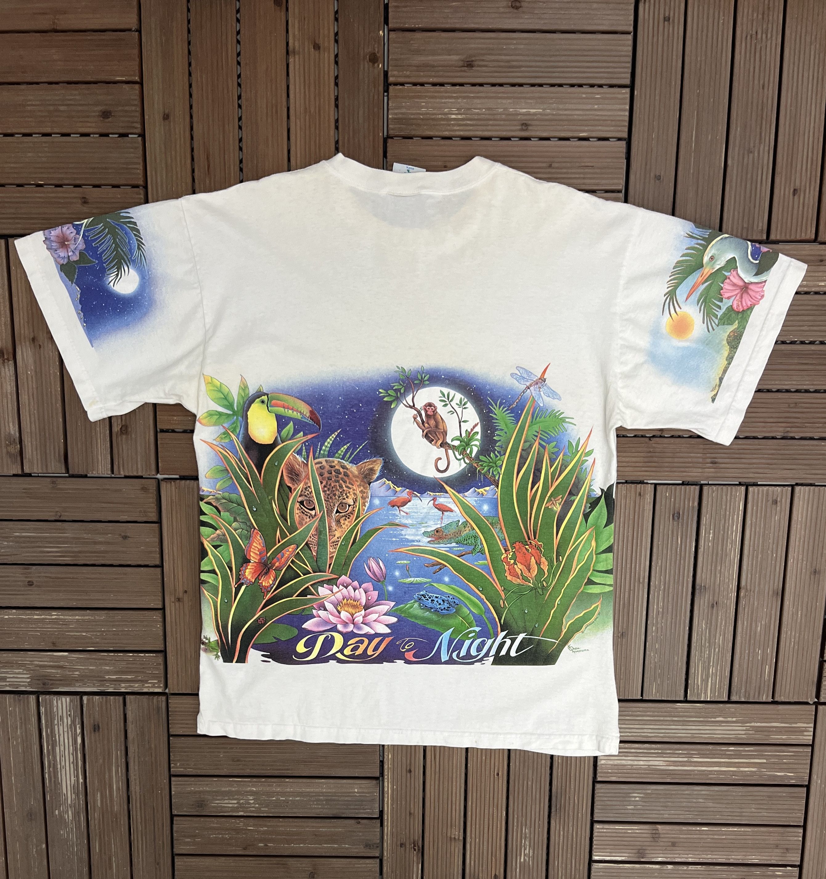 Vintage Caribbean Soul Day To Night Vintage AOP White T-Shirt Tee Size US XXL / EU 58 / 5 - 4 Thumbnail