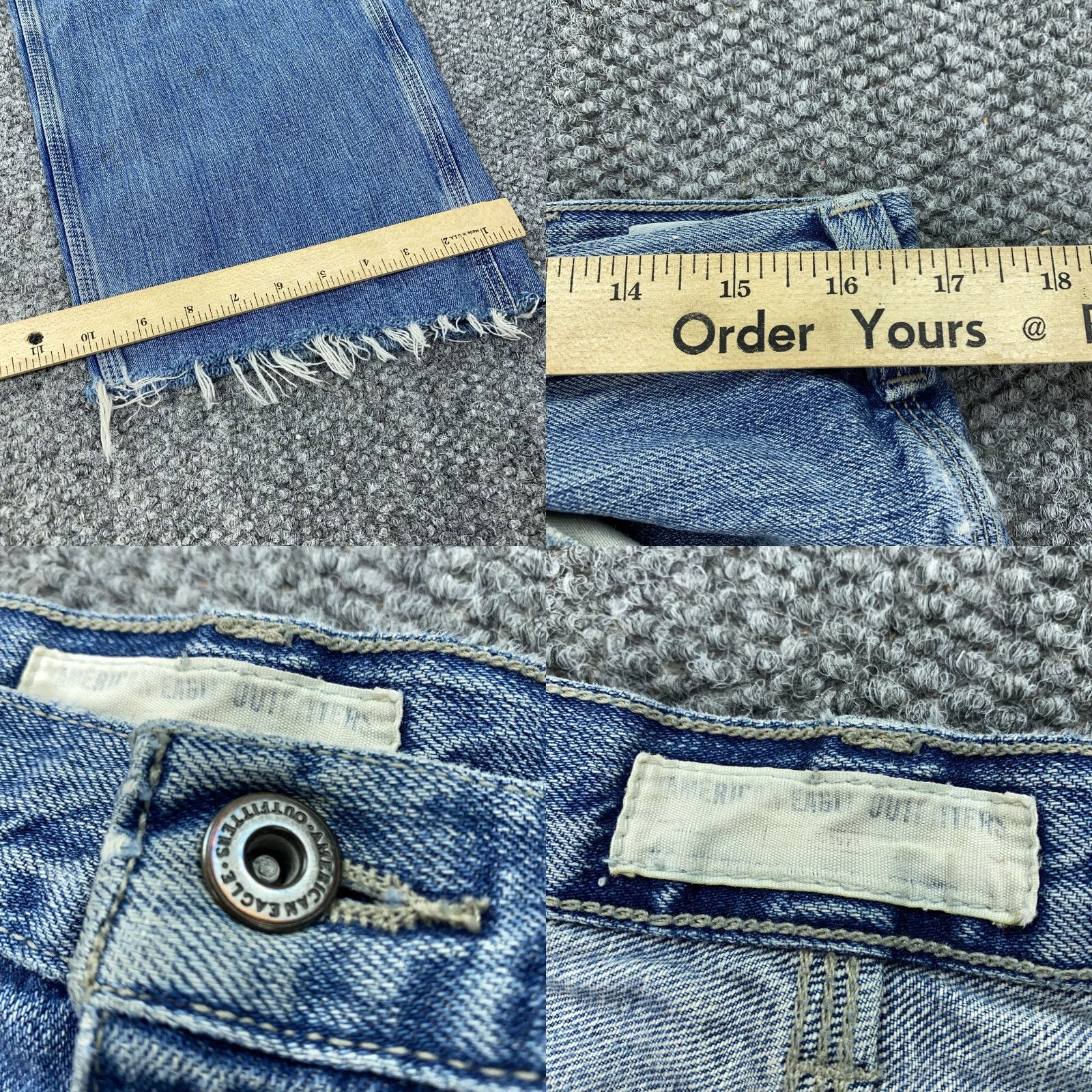 Vintage VINTAGE American Eagle Jeans Mens 32x28 Carpenter Baggy Frayed Hem 90s Y2K Blue Denim Straight Size US 32 / EU 48 - 8 Thumbnail