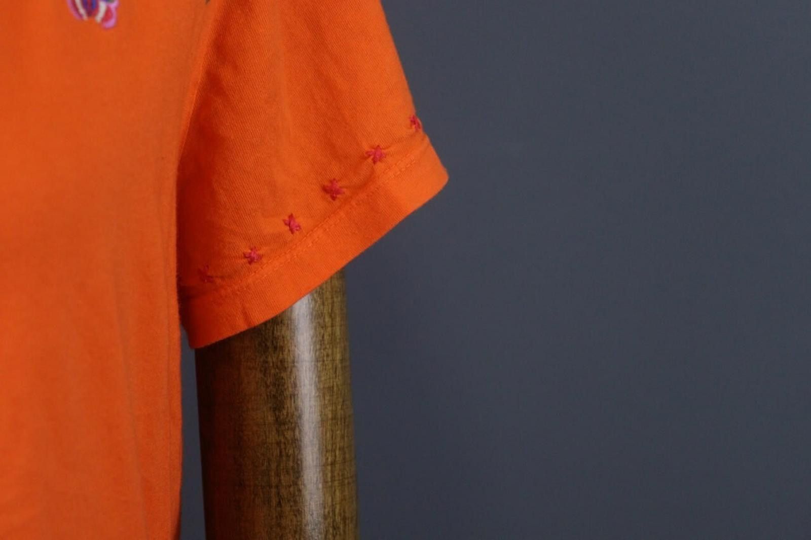Designer Johnny Was Orange Cotton Embroidered Shift Dress Size M / US 6-8 / IT 42-44 - 5 Thumbnail