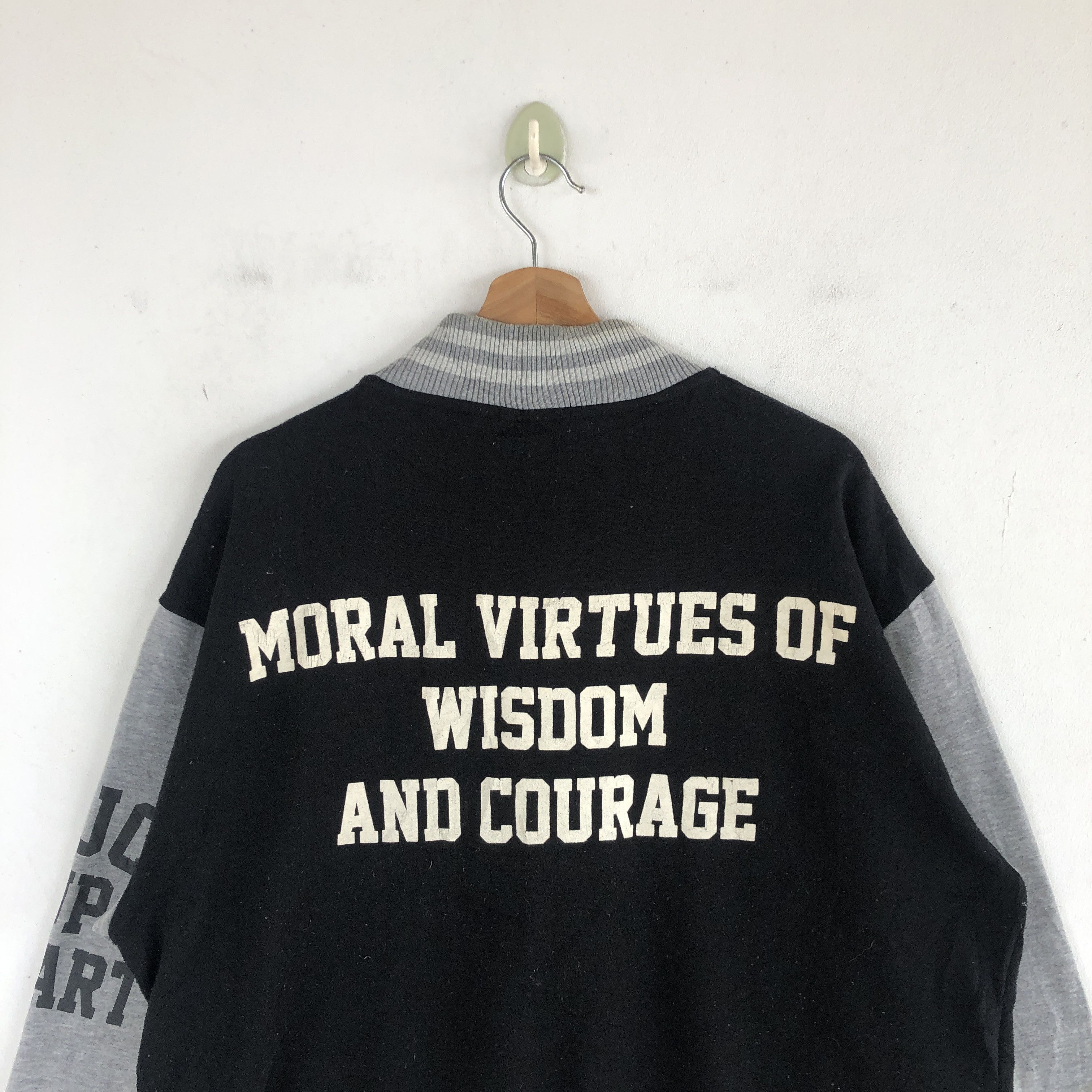 Japanese Brand × Vintage Vintage Y2K Japanese Humor Varsity Sweater Button Sweatshirt Size US L / EU 52-54 / 3 - 4 Thumbnail