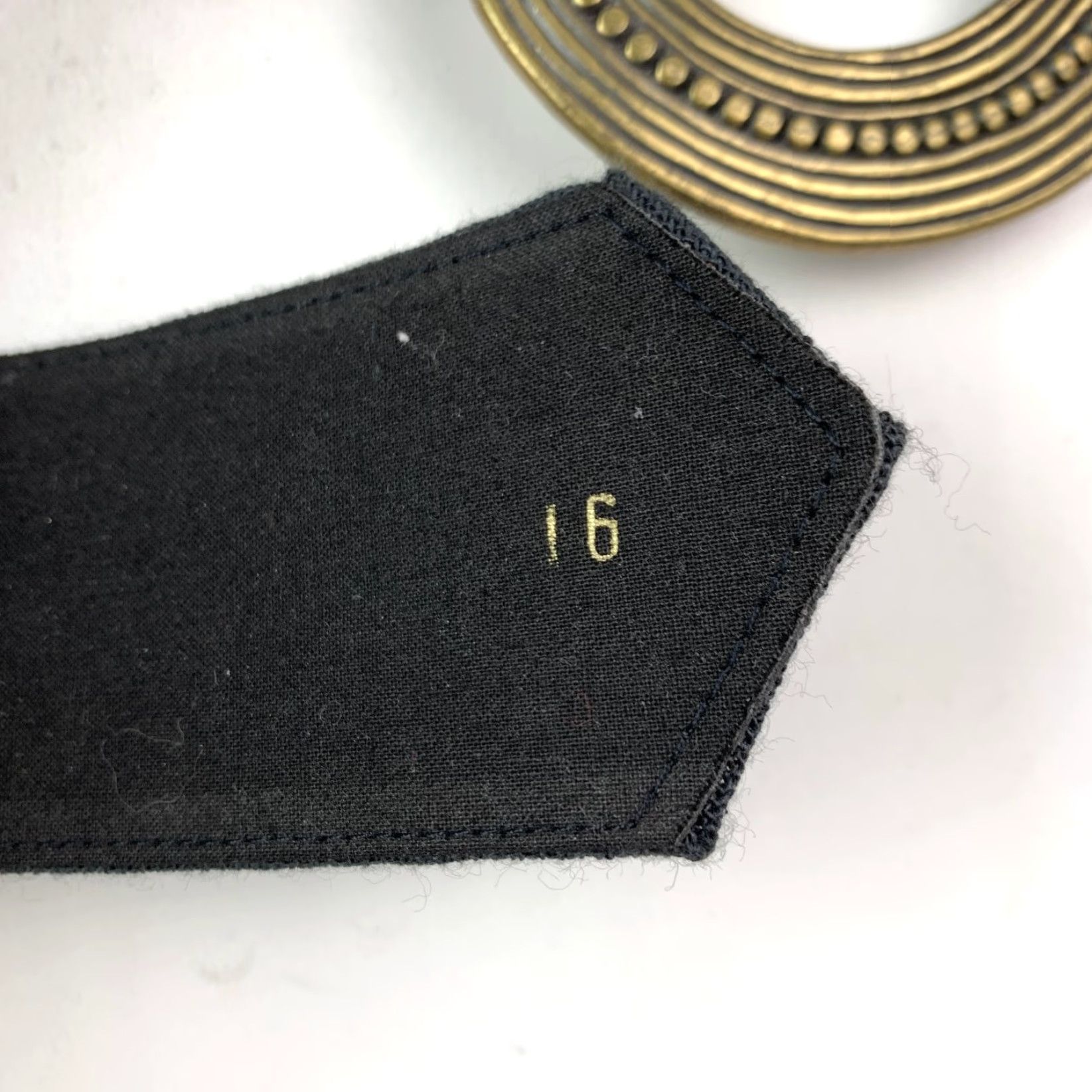 Vintage VINTAGE Womens Black Wide Fabric Ornate Brass Buckle Size 16 43" Belt Accessories Size ONE SIZE - 5 Thumbnail
