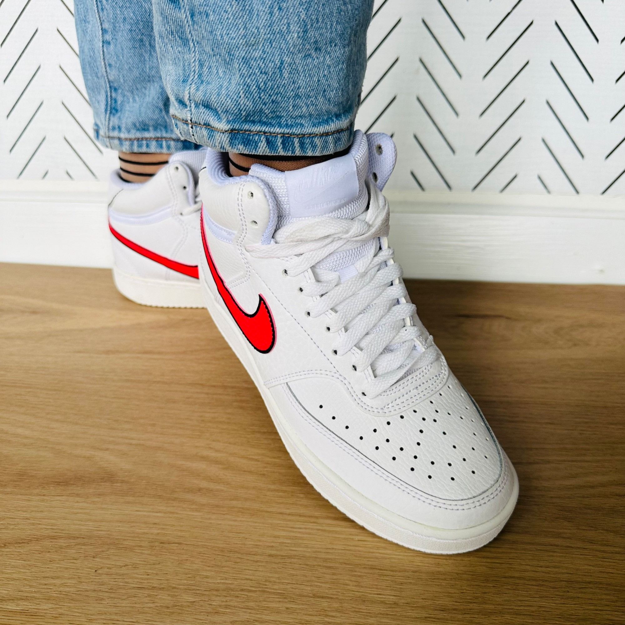 🤩Nike Women Shoes 7.5 Court Vision Mid Leather CD5436-102 W