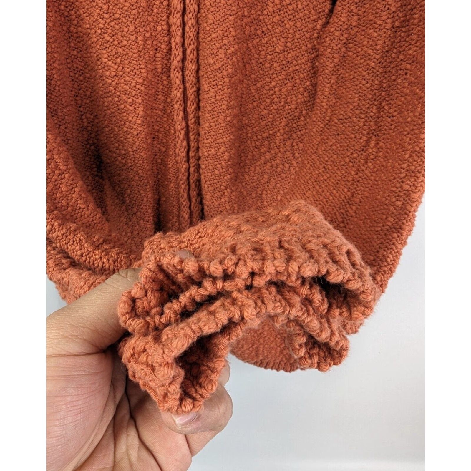 Coldwater Creek Coldwater Creek Cardigan Women’s Medium Orange Knobby Knit Mock Neck Zipper Pocket 90s Style Knit Open-Knit Casual Travel Sweater Size M / US 6-8 / IT 42-44 - 2 Thumbnail