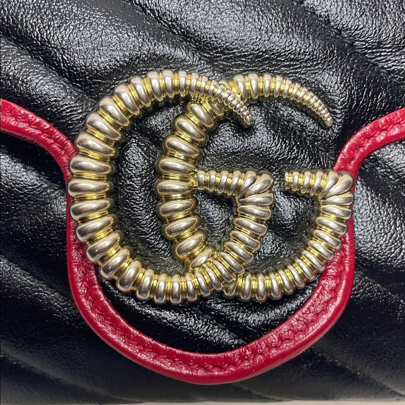 Gucci Gucci Marmont Torchon GG WOC Black/Red 573807 Size ONE SIZE - 3 Thumbnail