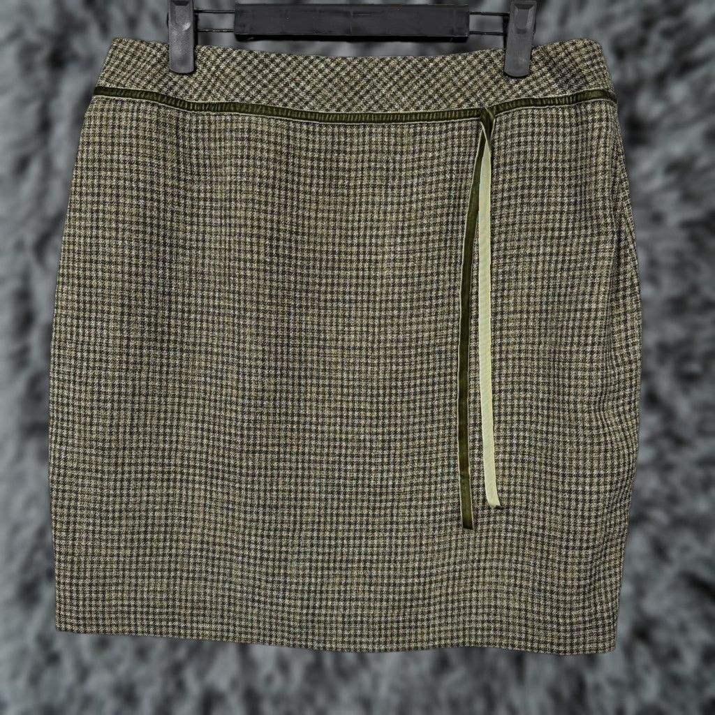 Vintage B Moss Skirt 12 Green Lined Tweed Office Workwear Classic Pencil Knee Length Womens Size 34" / US 12 / IT 48 - 1 Thumbnail