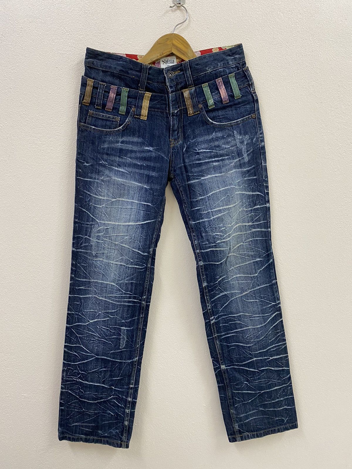 Japanese Brand Vintage Nylaus Double Waist Flared Size US 32 / EU 48 - 1 Thumbnail