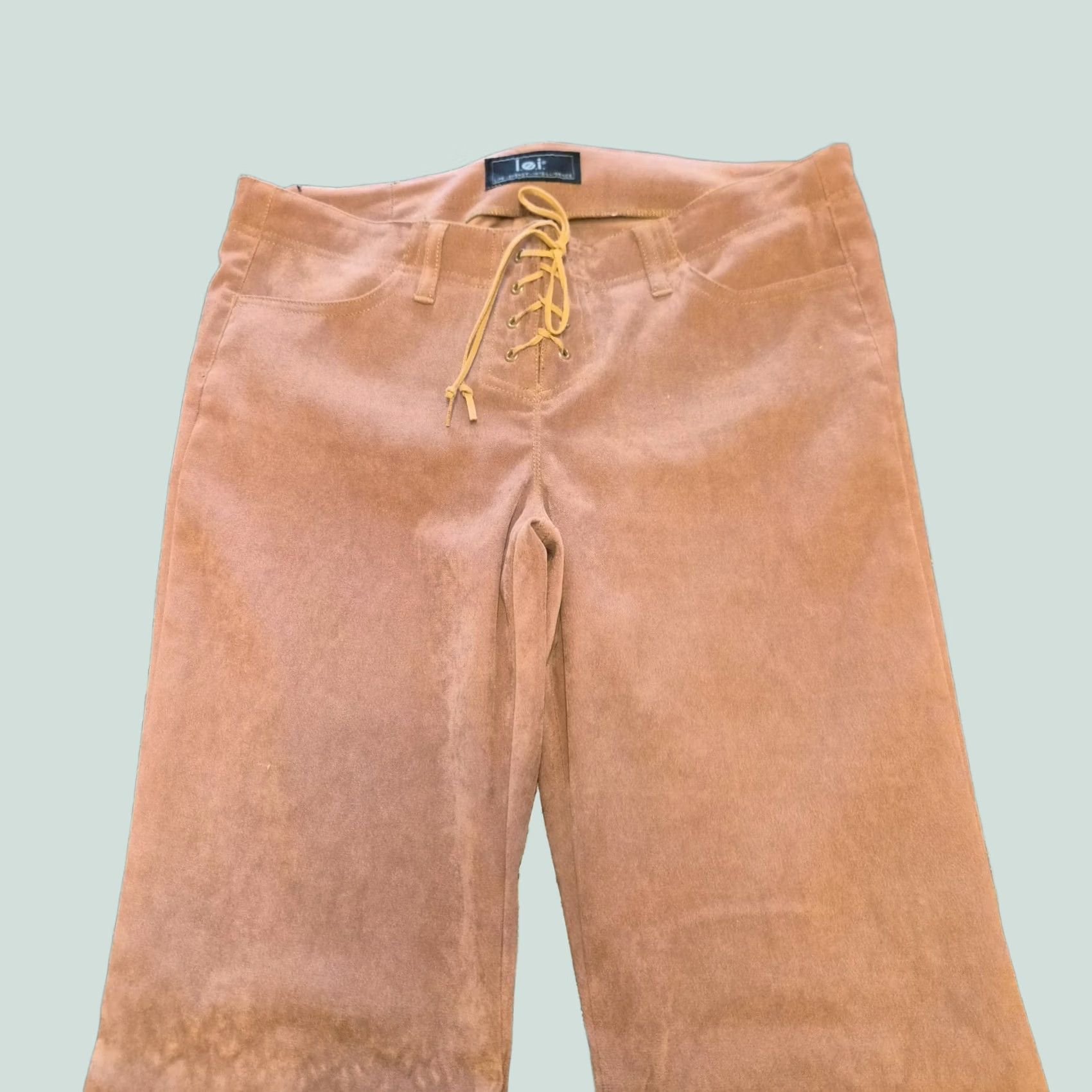 Vintage VINTAGE LEI Y2K Women’s Juniors Brown Lace Up Flare Pants Size 13 Stretch G132 Pants Mens?? Size 34" / US 12 / IT 48 - 1 Thumbnail