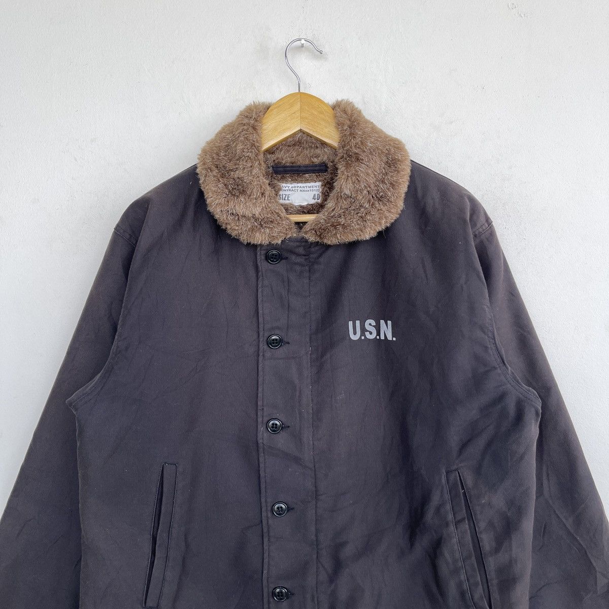 Buzz Rickson's Vintage U.S.N. N-1 Deck Jacket Navy Seal Brown/Dark Olive Size US L / EU 52-54 / 3 - 5 Thumbnail