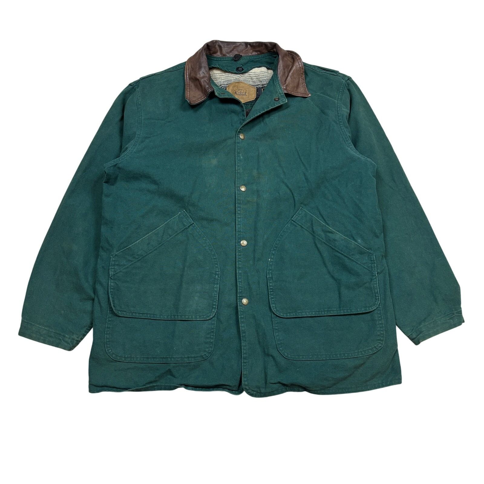 Vintage × Woolrich Woolen Mills Vintage 90s Woolrich Wool Lined Green Barn Jacket Mens L USA Size US L / EU 52-54 / 3 - 2 Thumbnail
