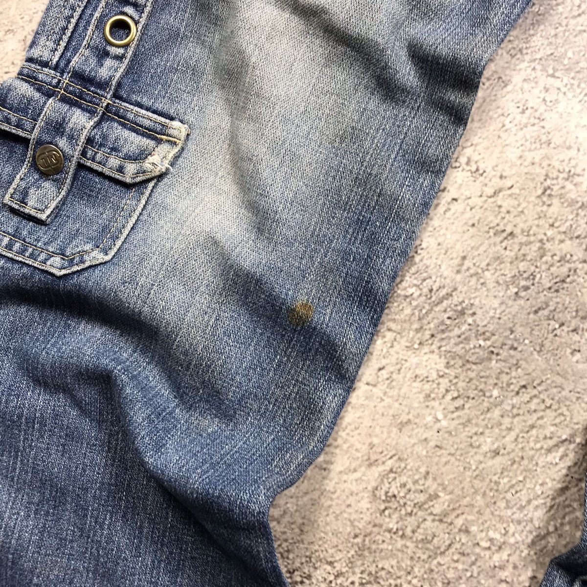 Vintage Y2K Baggy Distressed Flared Denim Jeans Faded Blue Punk 28 Size 28" / US 6 / IT 42 - 3 Thumbnail