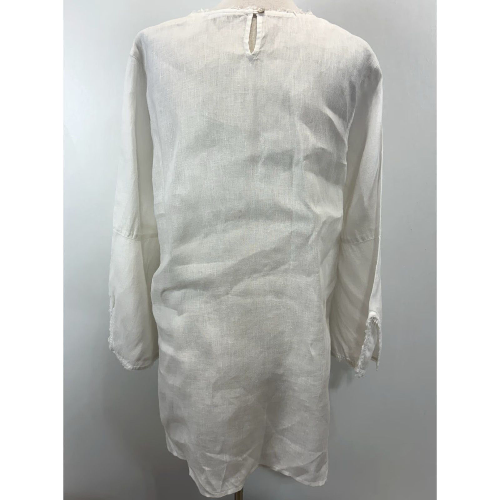 J. Jill J. Jill Love Linen Tunic Women's XL Tall White Long Sleeve Blouse Lagenlook Casual Size XL / US 12-14 / IT 48-50 - 3 Thumbnail