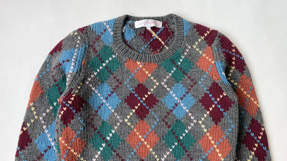 Comme des Garcons Multicoloured Heart Argyle Patterned Sweater Size S / US 4 / IT 40 - 2 Thumbnail